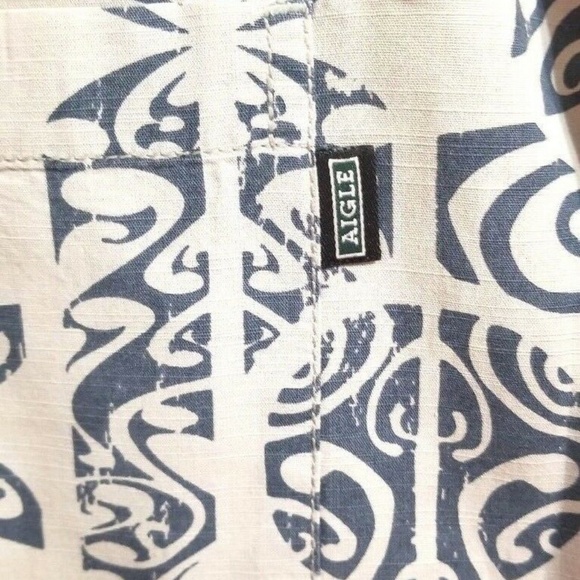 Aigle Camp Shirt Hawaiian Tribal Wooden Buttons - Picture 2 of 5